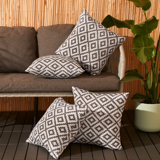 OHS Geo Print Water Resistant Outdoor Cushion Covers - Grey/White