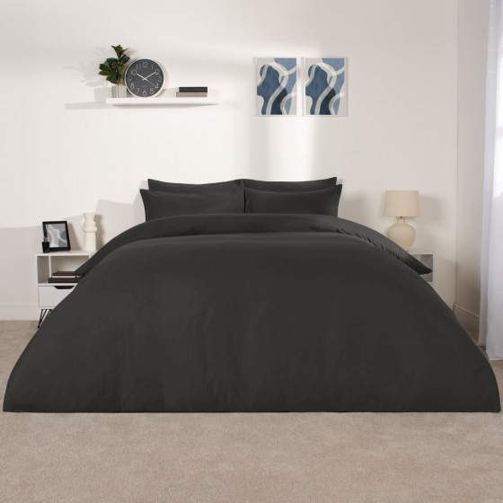 Brentfords Plain Duvet Cover Set - Charcoal