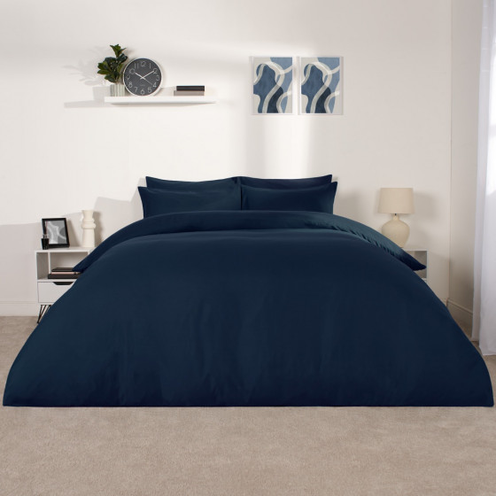 Brentfords Plain Duvet Cover Set - Navy, Double