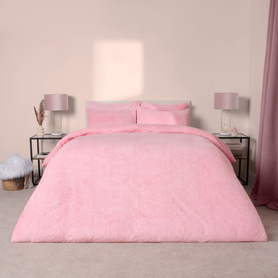 Brentfords Teddy Fleece Duvet Cover Set - Pink