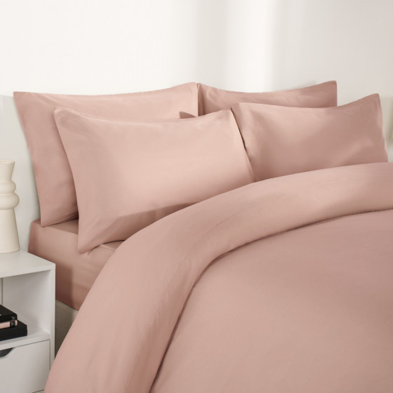 Brentfords 2 Pack Plain Dyed Housewife Pillowcases - Blush