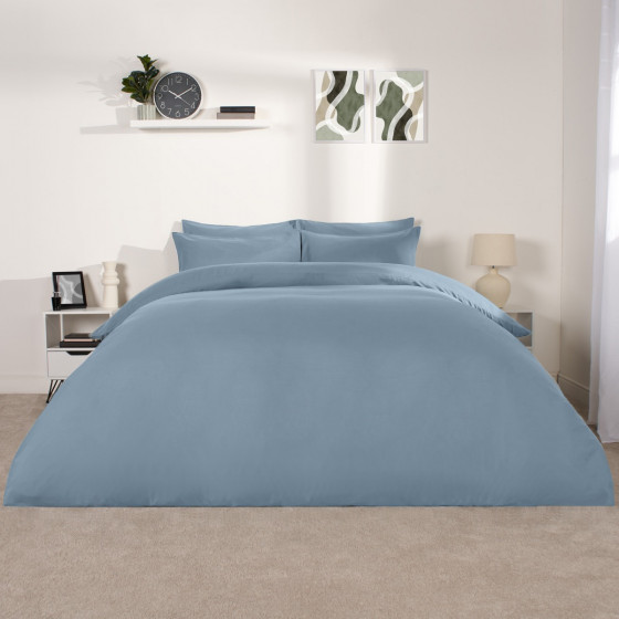 Brentfords Plain Duvet Cover Set - Blue