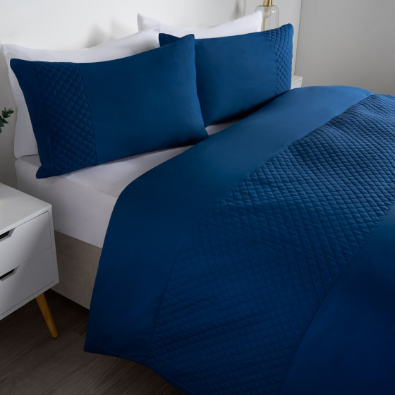 OHS Pinsonic Grid Panel Duvet Set - Navy