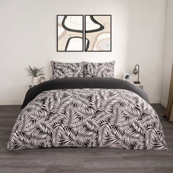 OHS Tropical Leaf Duvet Set, Monochrome - Single