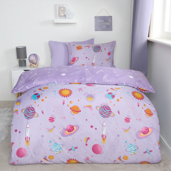 OHS Kids Starry Space Duvet Cover Set - Lilac