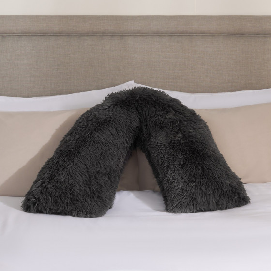 OHS Long Hair V Shape Pillow - Charcoal