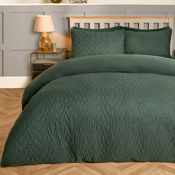 OHS Christmas Tree Pinsonic Duvet Set, Green - King