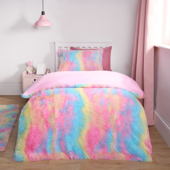 OHS Tie Dye Fluffy Duvet Set - Multi