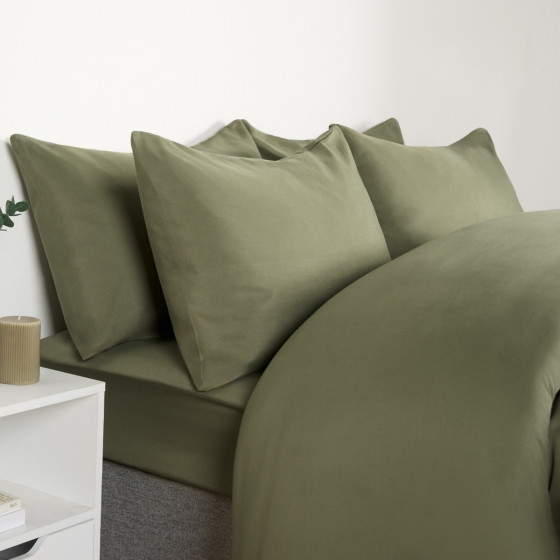 Brentfords 2 Pack Plain Dyed Housewife Pillowcases - Woodland Green