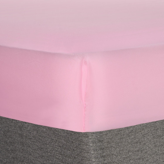 Brentfords Plain Dyed Fitted Sheet, Pink - Double