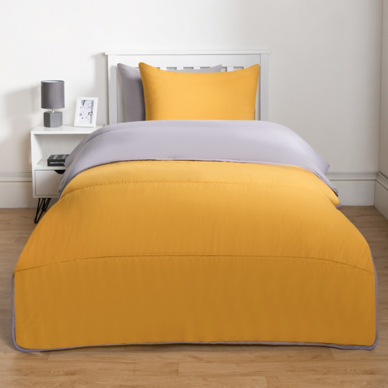 OHS Coverless 10.5 Tog Reversible Duvet & Pillowcase -Grey/Ochre