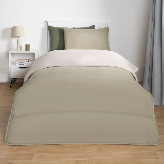 OHS Coverless 10.5 Tog Reversible Duvet & Pillowcase - Sage/Natural