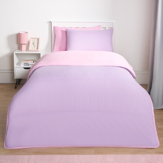 OHS Coverless 10.5 Tog Reversible Duvet & Pillowcase - Pink/Lilac