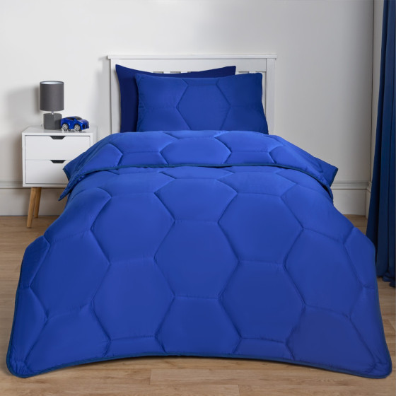 OHS Coverless Honeycomb Quilted 7.5 Tog Duvet Set - Blue