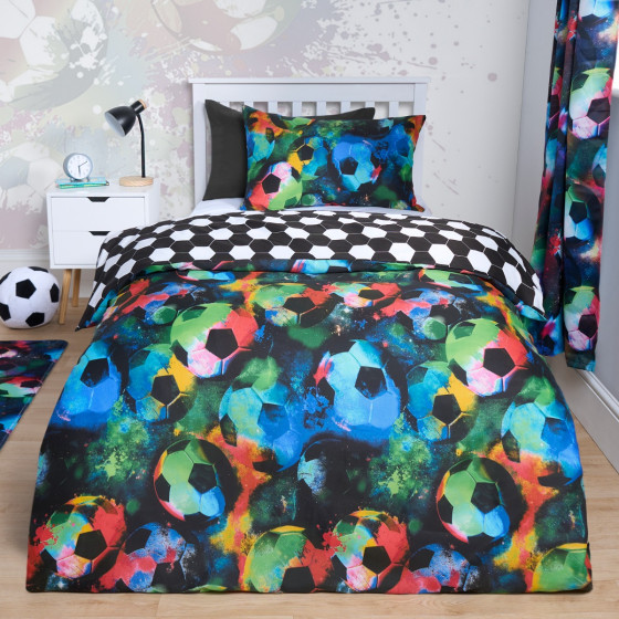 OHS Reversible Galaxy Neon Football Duvet Set - Neon