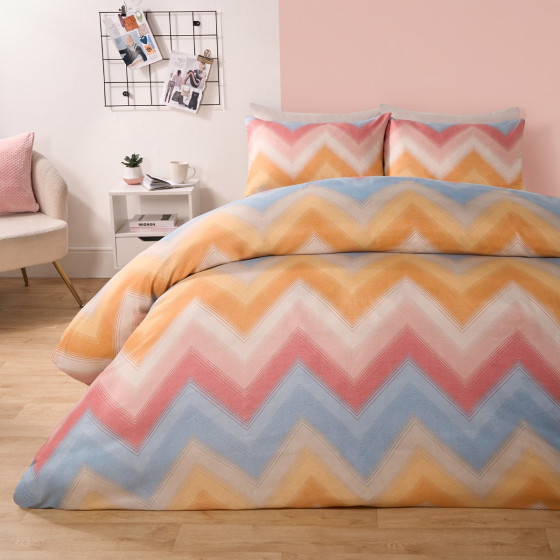 OHS Dual Tone Zigzag Duvet Cover Set - Multi