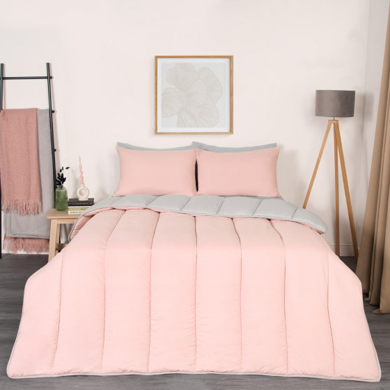 OHS Coverless 10.5 Tog Reversible Duvet & Pillowcase - Blush/Grey