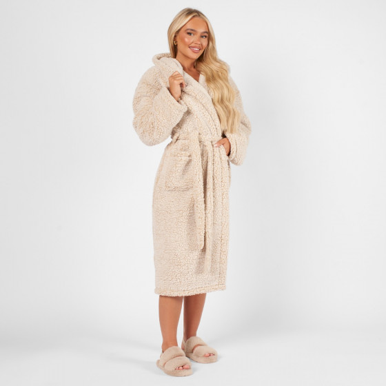 Brentfords Teddy Marl Dressing Gown - Natural