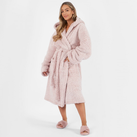 Brentfords Teddy Marl Dressing Gown - Blush