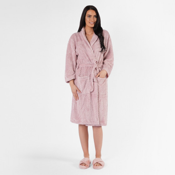 Brentfords Waffle Fleece Dressing Gown - Blush