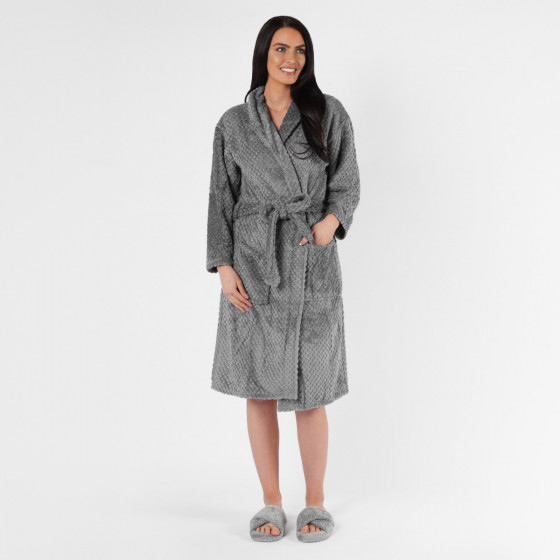 Brentfords Waffle Fleece Dressing Gown - Charcoal Grey