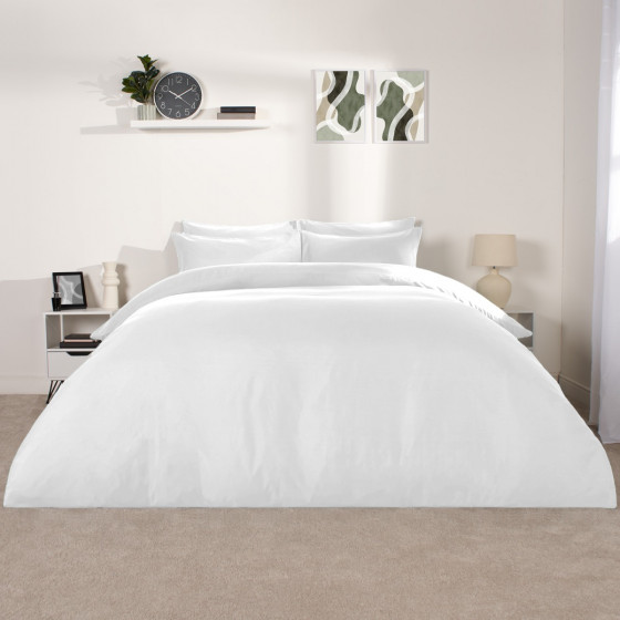 Brentfords Plain Duvet Single Cover with Pillowcases - White