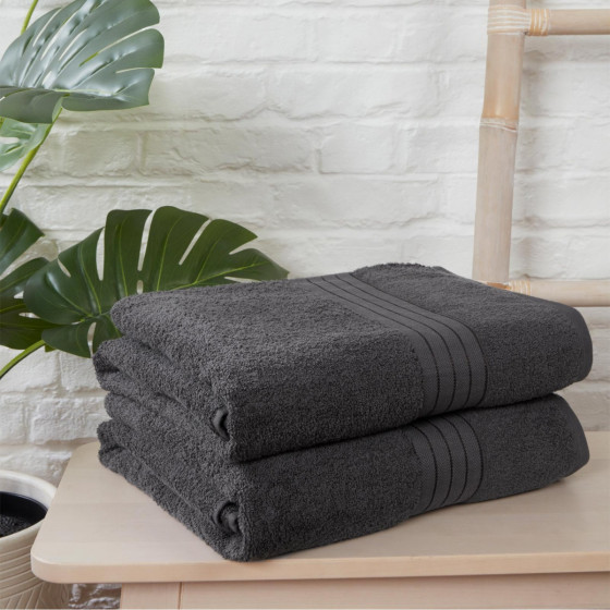 Brentfords 100% Cotton 2 Jumbo Bath Sheets - Charcoal