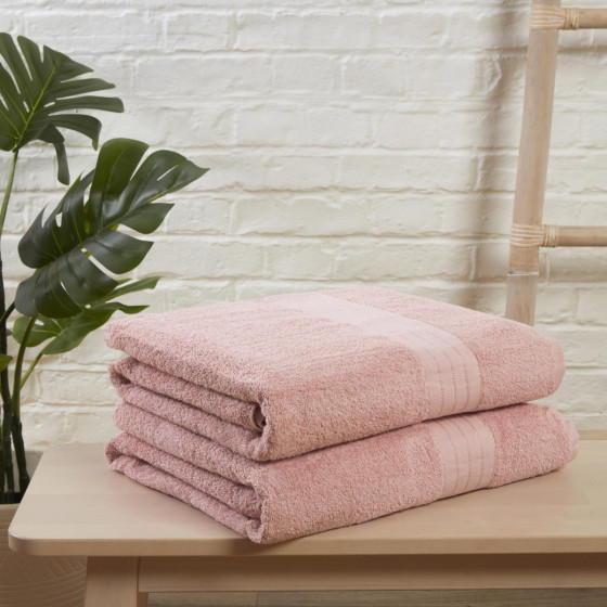 Brentfords 100% Cotton 2 Jumbo Bath Sheets - Blush Pink