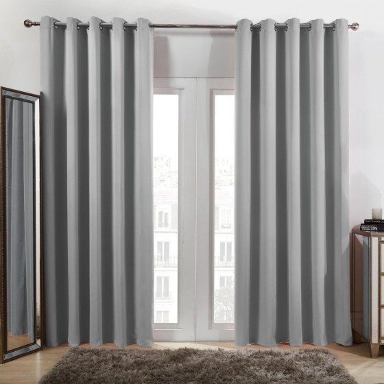 Dreamscene Eyelet Blackout Curtains - Silver Grey