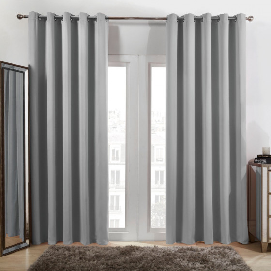 Dreamscene Eyelet Blackout Curtains - Silver, 46" X 72"