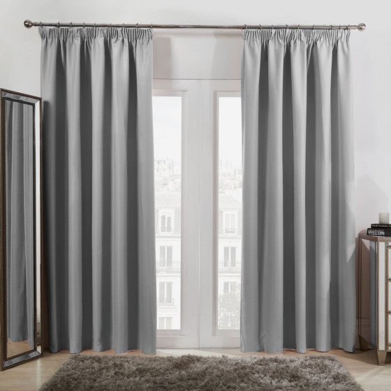 Dreamscene Pencil Pleat Thermal Blackout Curtains - Silver