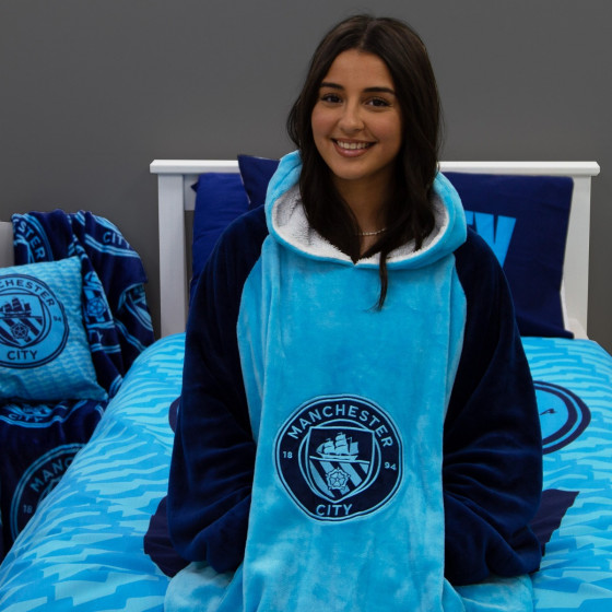 Manchester City Wearable Hoodie Blanket - Blue