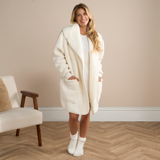 OHS Waterfall Teddy Fleece Cardigan, Cream - S/M