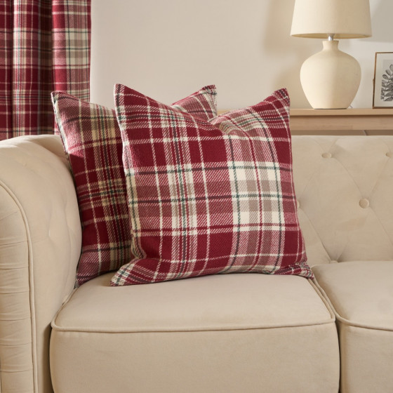 OHS Woven Check Cushion Covers - Dorset Red