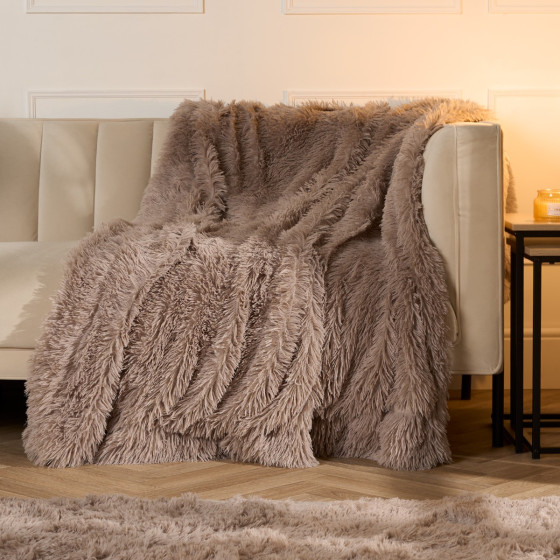 Sienna Fluffy Fleece Throw - Natural