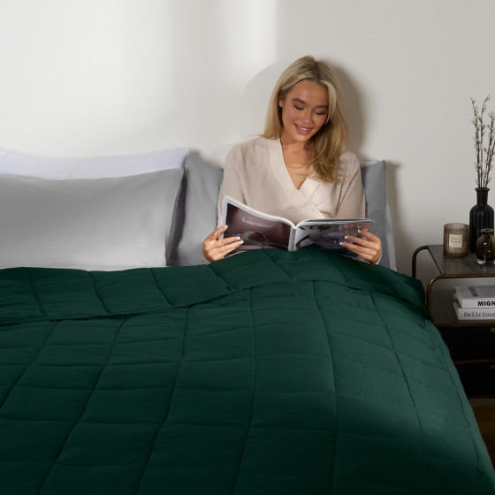 OHS Supersoft Weighted 6kg Blanket, Forest Green - 125 x 180cm