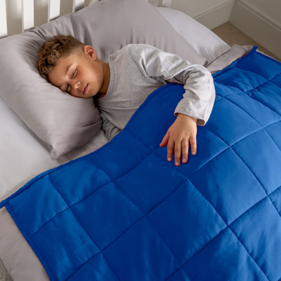 OHS Kids Supersoft Reversible Weighted Blanket, Blue/Grey - 3kg