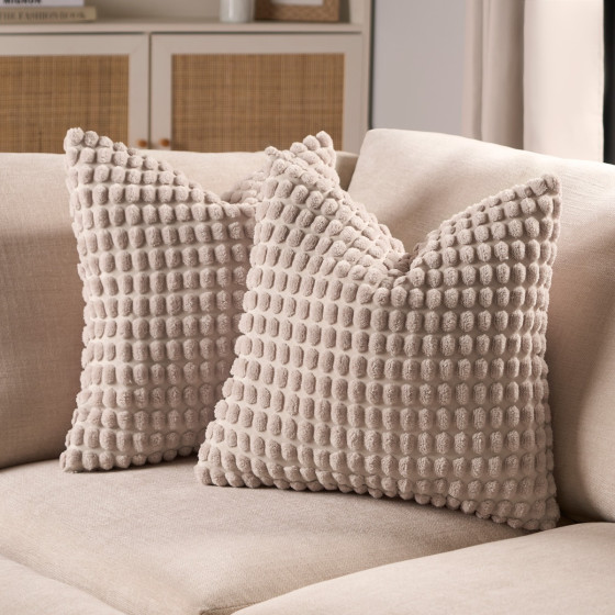 OHS Bobble Textured Cushion Covers - Natural