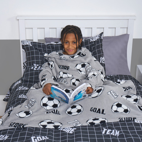 OHS Kids Football Printed Wearable Blanket - Grey 