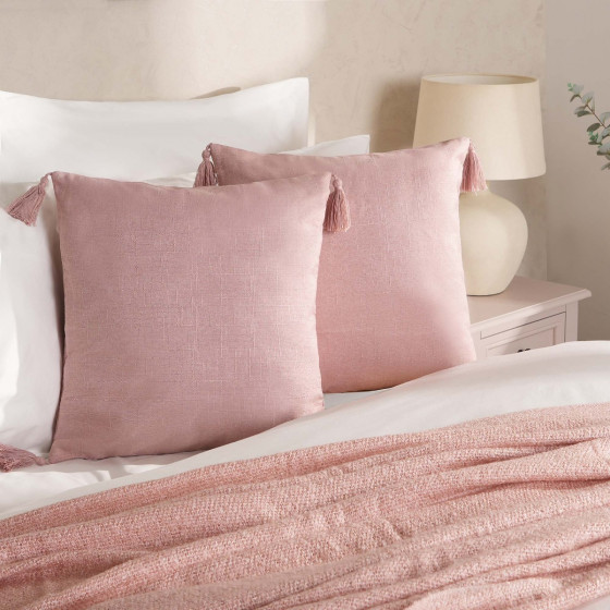 Dreamscene 2 Pack Tassel Cushion Covers - Blush