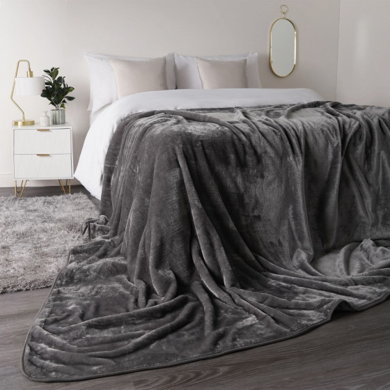 Dreamscene Faux Fur Mink Throw, Charcoal - 150 x 200cm