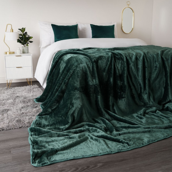 Dreamscene Faux Fur Mink Throw, Forest Green - 200 x 240cm