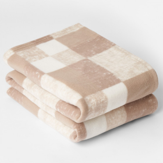 Dreamscene Tartan Check Fleece Throw - Beige