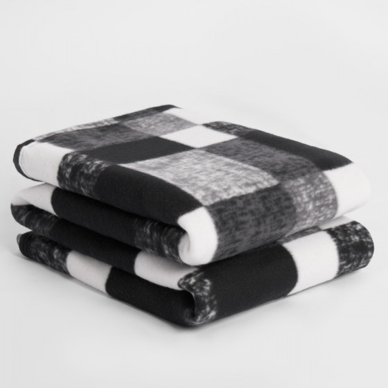 Dreamscene Tartan Check Fleece Throw - Monochrome