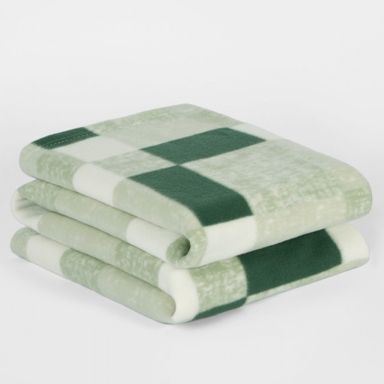 Dreamscene Tartan Check Fleece Throw - Forest Green