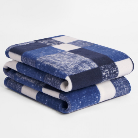 Dreamscene Tartan Check Fleece Throw - Navy Blue