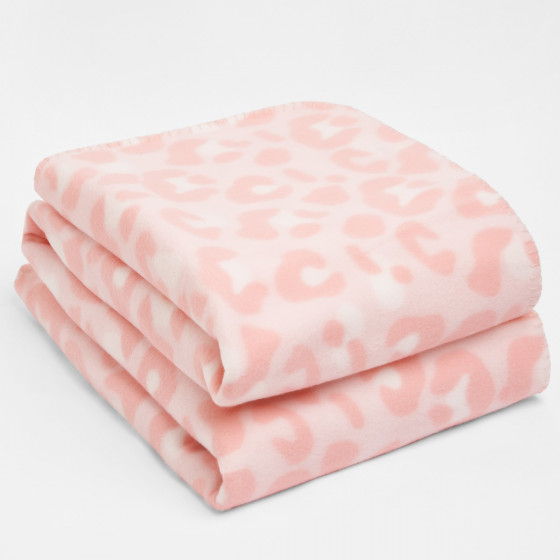 Dreamscene by OHS Leopard Print Fleece Throw, Blush - 50 x 60 inches