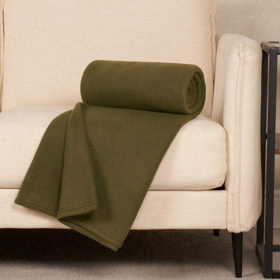 Dreamscene Plain Fleece Throw - Khaki 