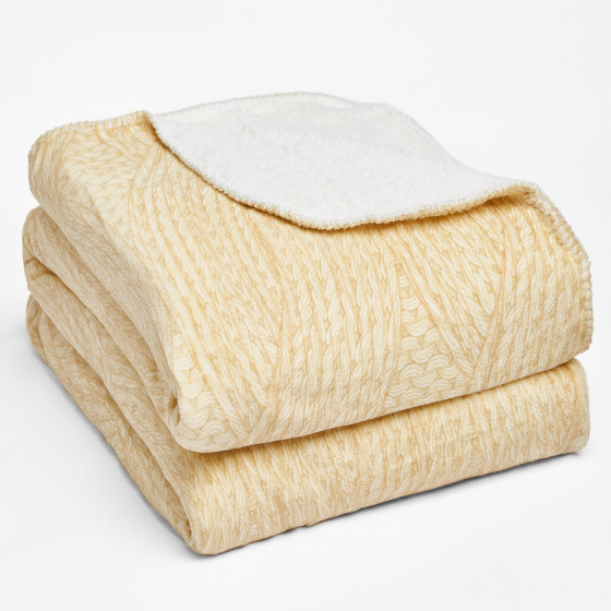 Dreamscene Chunky Knit Sherpa Throw - Cream