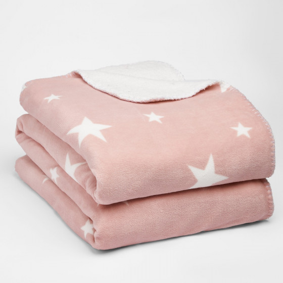 Dreamscene Star Sherpa Throw, 150 x 180cm - Blush